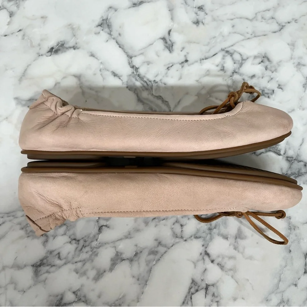 Sperry Thalia Rose leather ballet flat nude blush pink leather bow tie size 10